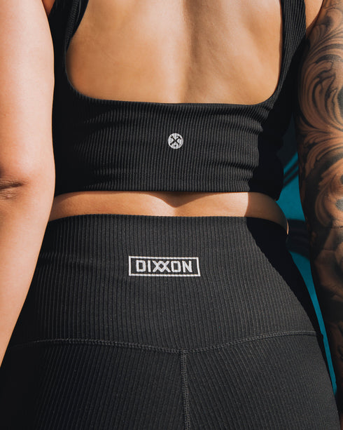 WOMENS RIBBED LEGGINGS - BLACK